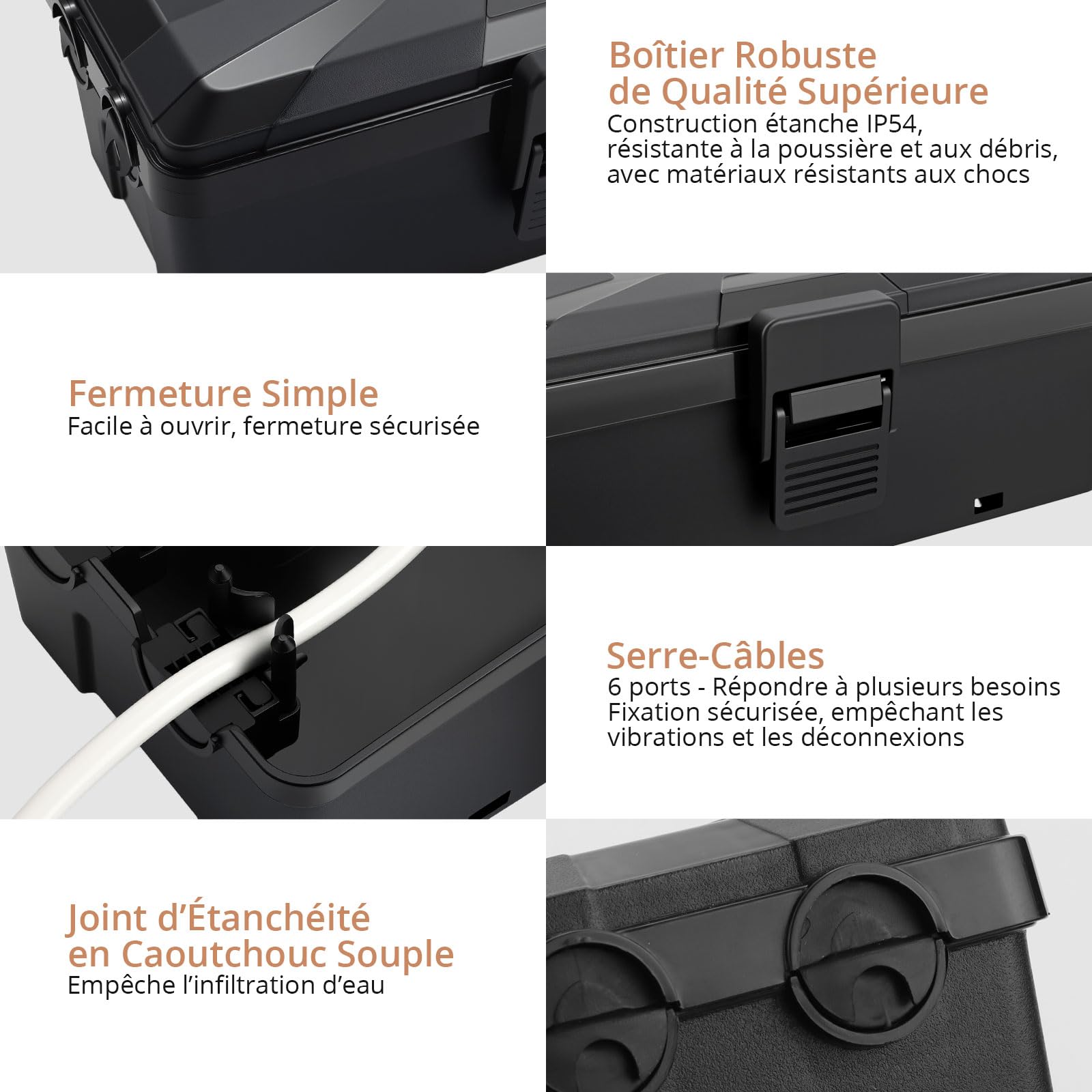 Kamtop Boîtier Étanche Extérieur IP54 – Coffret de Protection Électrique ABS, Résistant aux Intempéries, pour Jardin, Éclairage Extérieur, Rallonge, Installation Facile