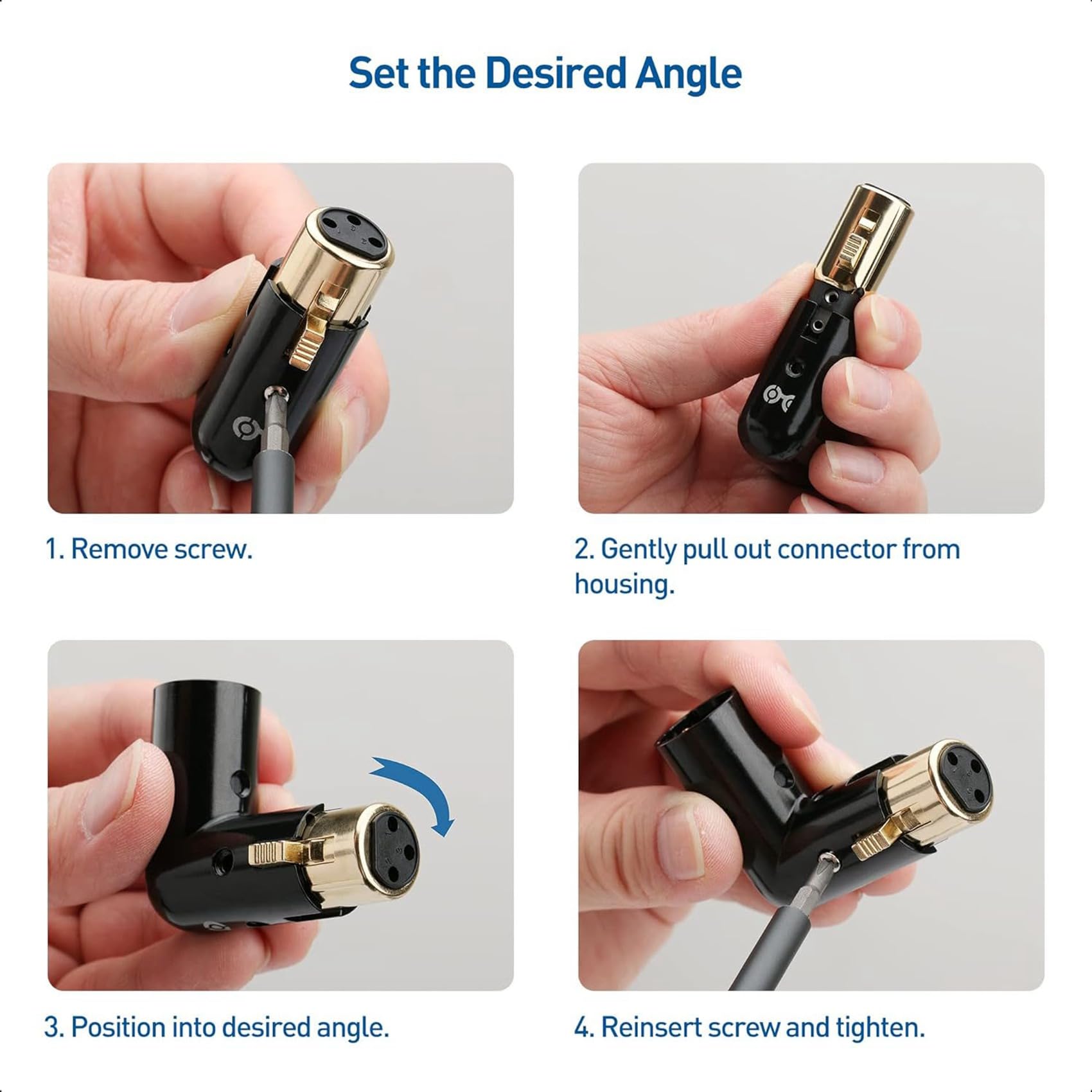 10 Piezas Adaptador de Audio Enchufe Ajustable Macho una Hembra Adaptador XLR de ÁNgulo Recto 3 Pines Negro (Adaptador XLR de 90 Grados)