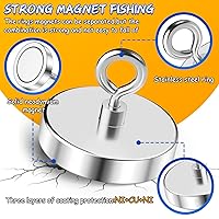 Vista 6 de Grtard Imán de pesca de neodimio, imán fuerte de 500 libras, imanes de pesca magnéticos resistentes para removedor, imanes redondos súper potentes