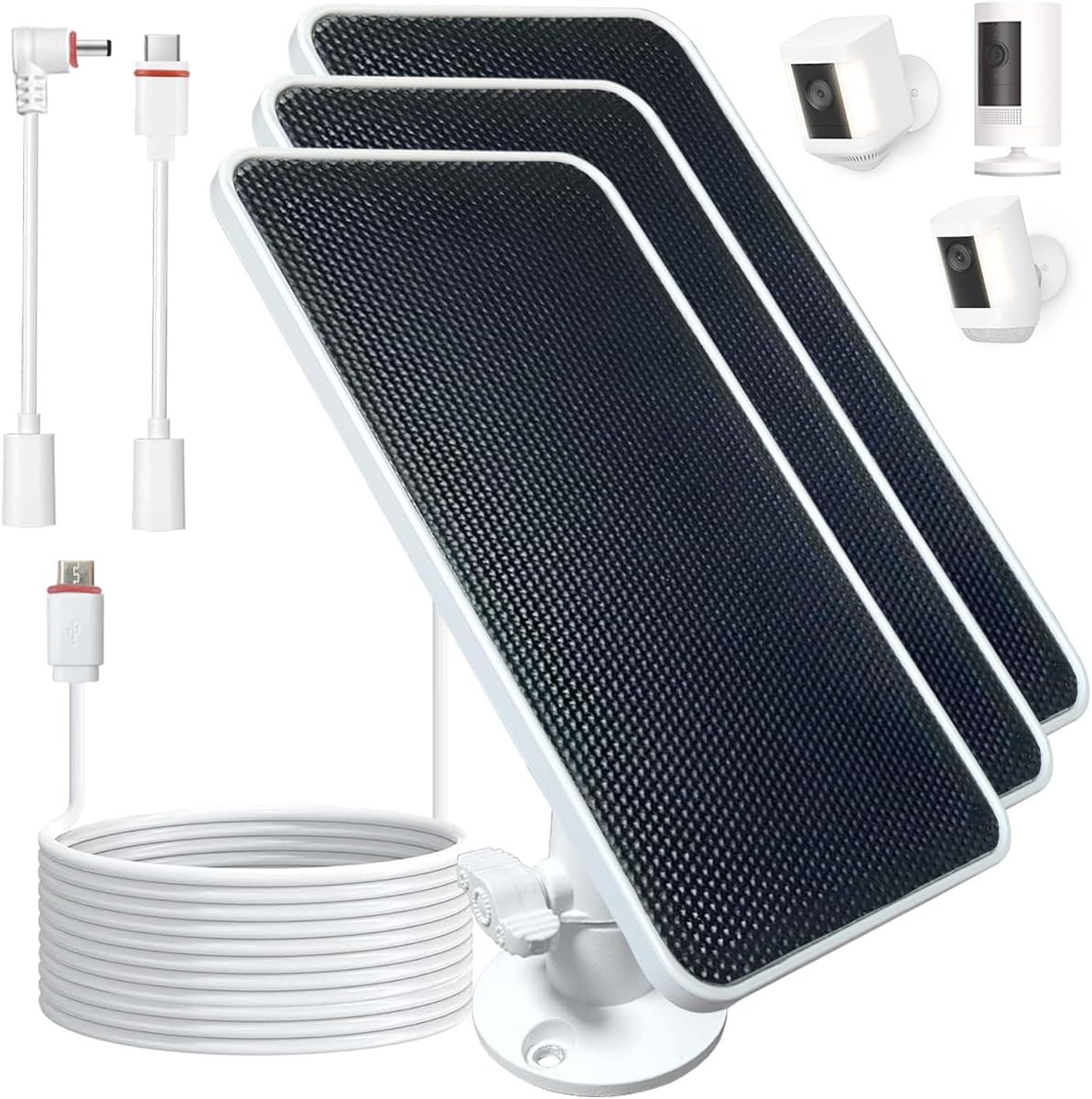 Amazon.com : DIANMU Solar Panel for Ring Camera, Solar Panel Charger for Ring Spotlight Cam/Plus/Pro Battery, Stick Up Cam/Plus/Pro Battery, with 13FT Weatherproof Cable & Aluminium Alloy Mount (3 Pack)