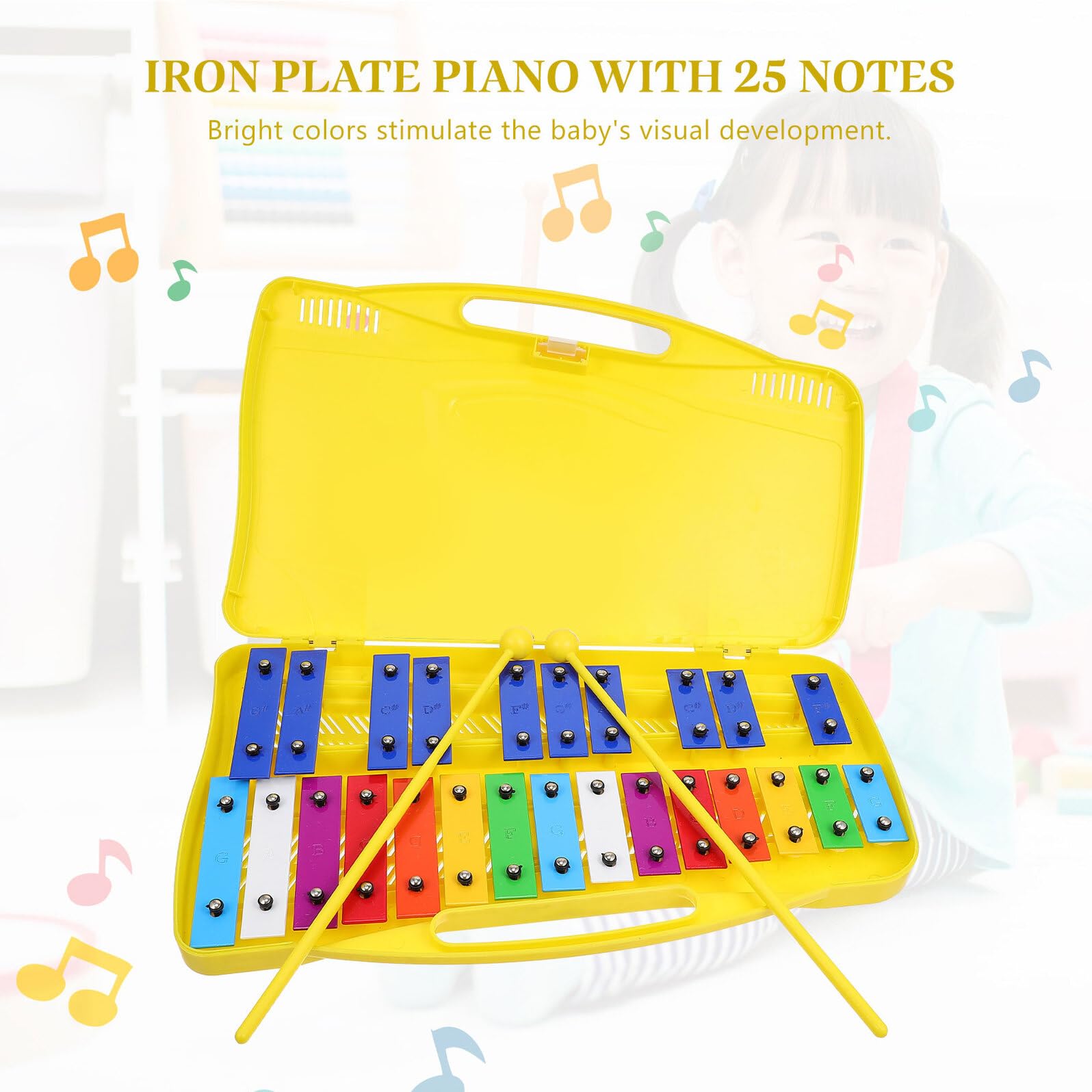 Metallofono a 25 Note in Piastra di Ferro e Plastica per Ragazzo Ragazza | Set Blu, Suono Chiaro, 1 Pezzo, Strumento Orff per Gioco Musicale e Interesse Educativo