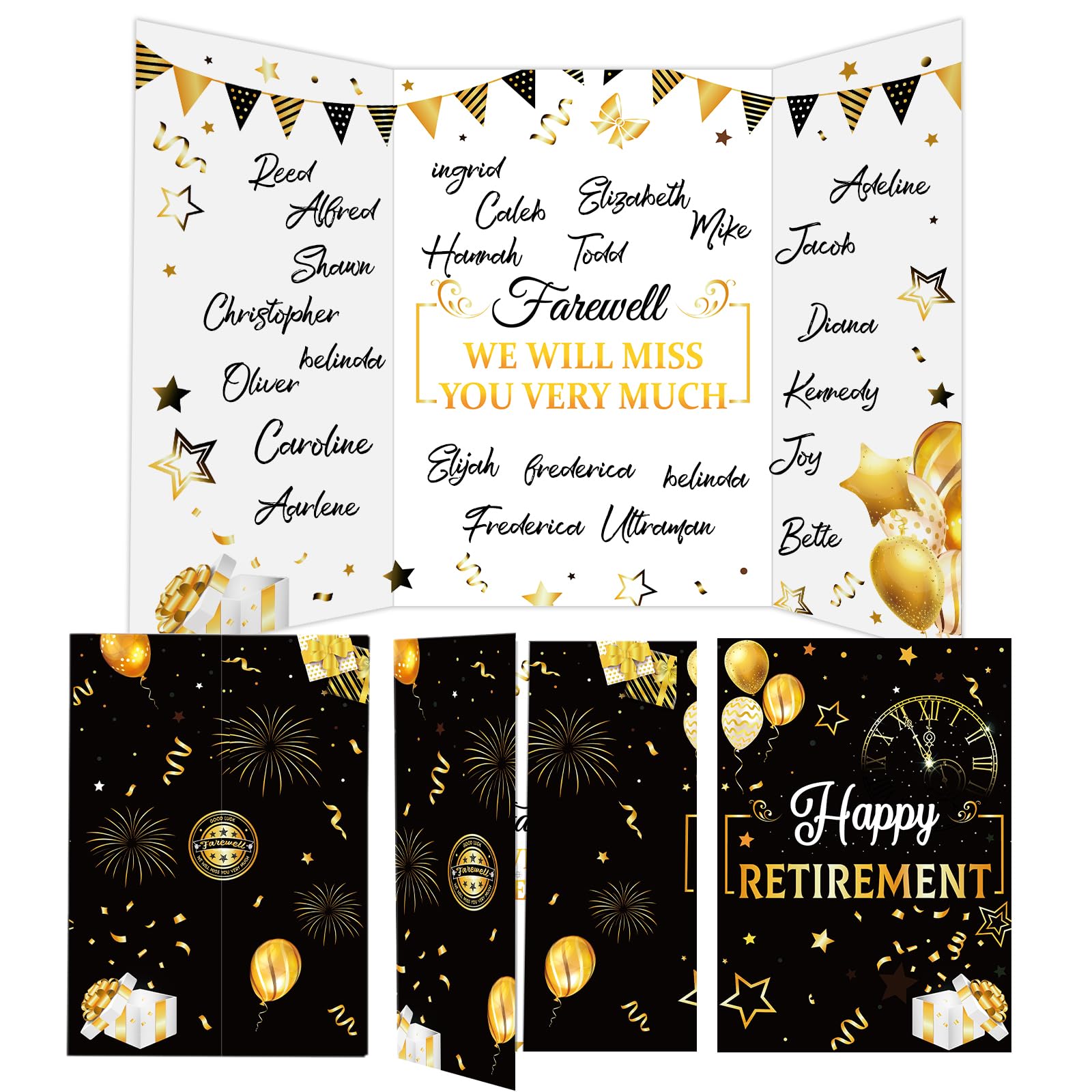 Farewell Guest Book Alternative Retirement Party Decorations Retired Signature Card Congrats Certificate Black Gold We Will Miss You Farewell Party Supplies Going Away Gifts for Men Women Coworkers