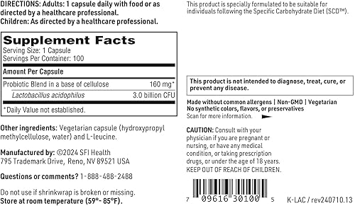 Miniatura 5 de L. Acidophilus SCD Compliant 100C by Klaire Labs
