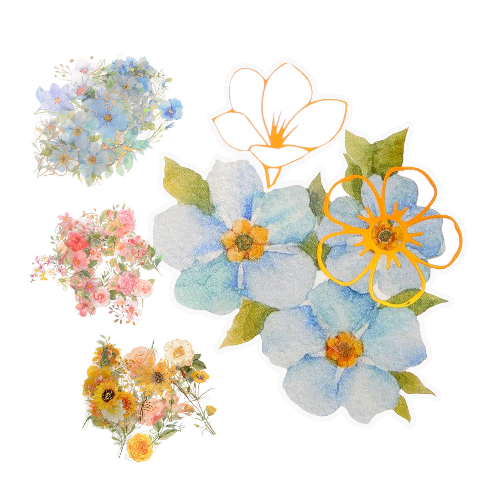 jojofuny 12 Set Adesivi Decorativi Floreali per Scrapbooking Stili Unici per Album e Progetti Diy Adesivi Impermeabili per Decorare Libri