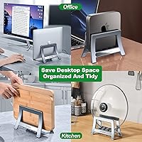 Vista 6 de Estante para tablas de cortar, soporte ajustable de ancho automático para encimera o armario (plateado)