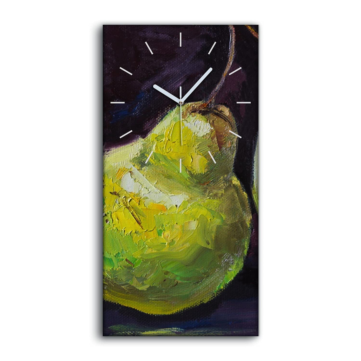 Horloge sur Toile 30x60cm Art Moderne Salon Image Décoration Fruits Peinture Poire Chambre Murale