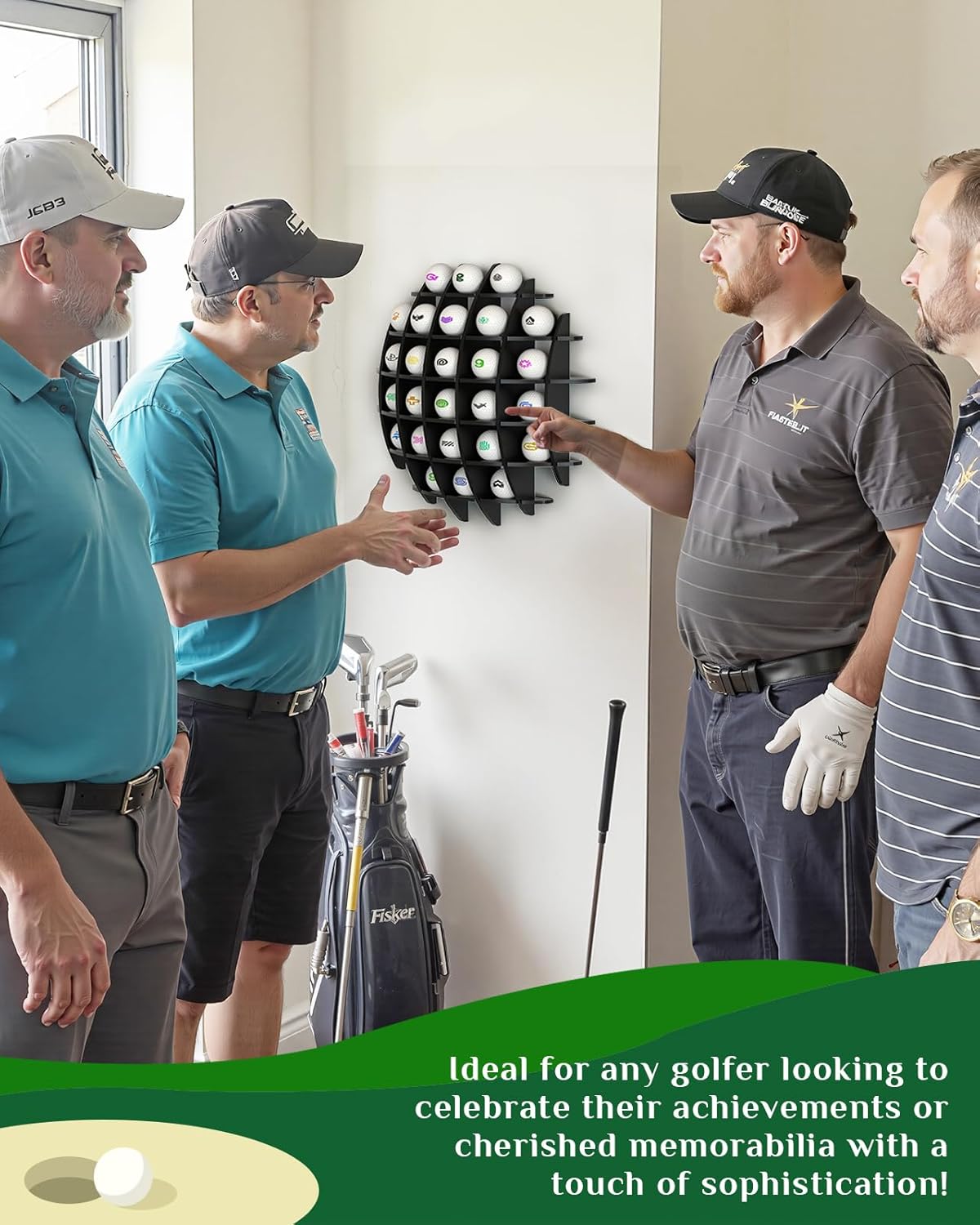 Golf Ball Display Case Acrylic, Spherical Golf Ball Display Rack, Golf Ball Display Case Wall Mounted, Golf Ball Case Display up to 26 Golf Balls(Black)