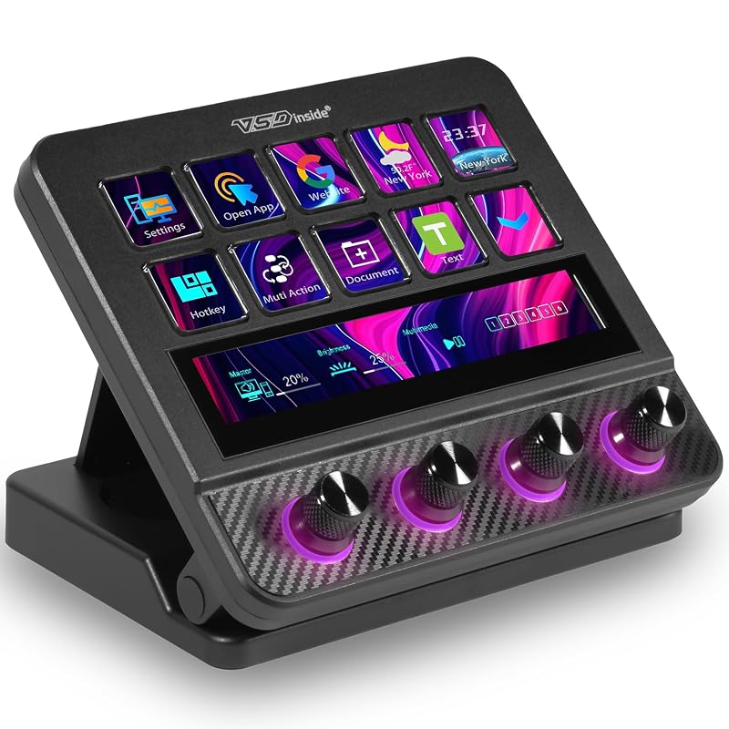 Macro Pad, Streaming Deck Stream Controller Soundboard Keypad, Programmable Keys USB Shortcut Keyboard for Gamer Streamer, Audio Mixer for OBS, YouTube, Office Desk Setup, PC, Mac