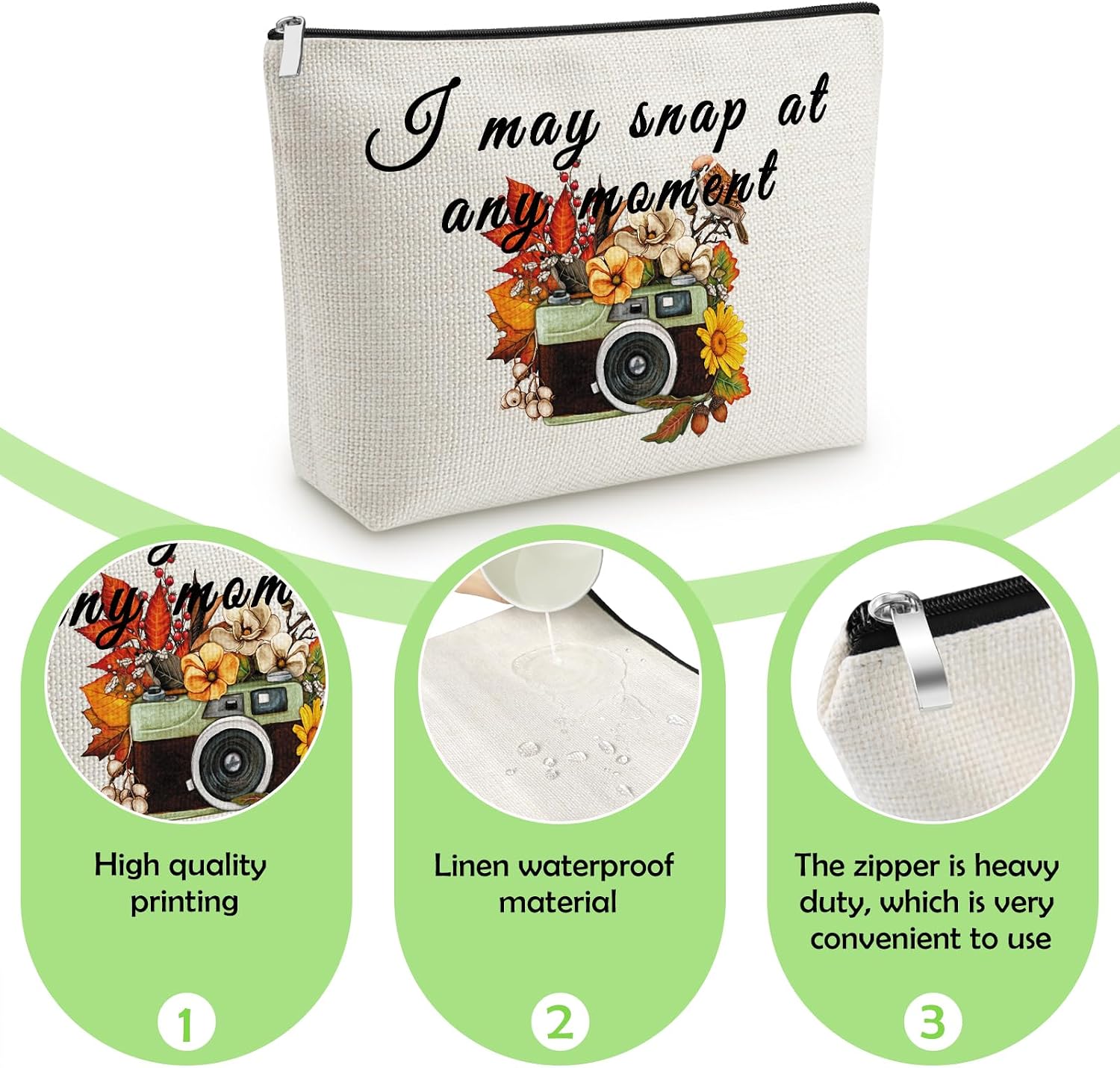 Photography Gifts for Photographers Camera Lovers Travel Zipper Pouch image 3