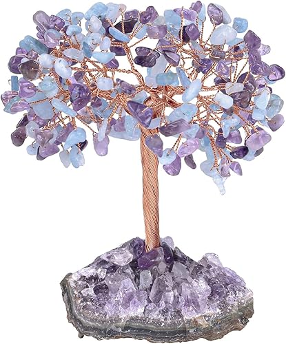 Miniatura 7 de SUNYIK Árbol de cristal curativo sobre base de cuarzo de cristal de amatista natural, árbol bonsái de cristal hecho a mano para riqueza y suerte,
