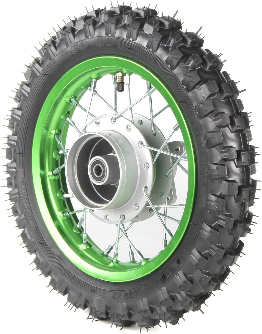 CRF50 Wheels, 2.50-10 Tyres and Tube for CRF50 XR50 SSR 50cc 110cc 125cc Dirt Pit Bike 1.40-10 Alloy Rim, 10" Drum Brake Shoe(Green)