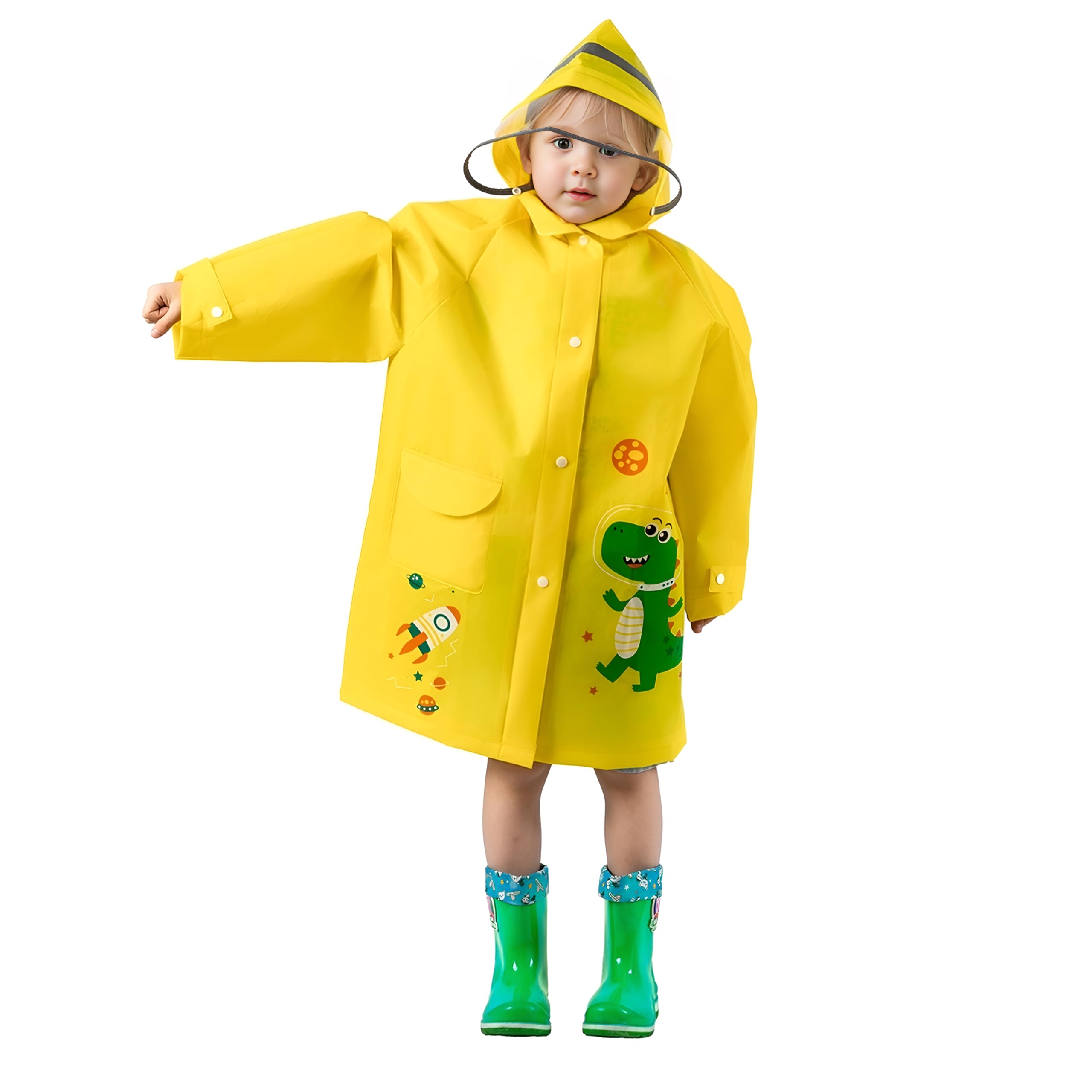 Chubasquero Ligero Niños Niñas, Impermeable EVA Poncho de Lluvia Reutilizable con Funda para Mochila de Dibujos Animados, Deportivo, Unisex, 1-12 Años, S M L XL