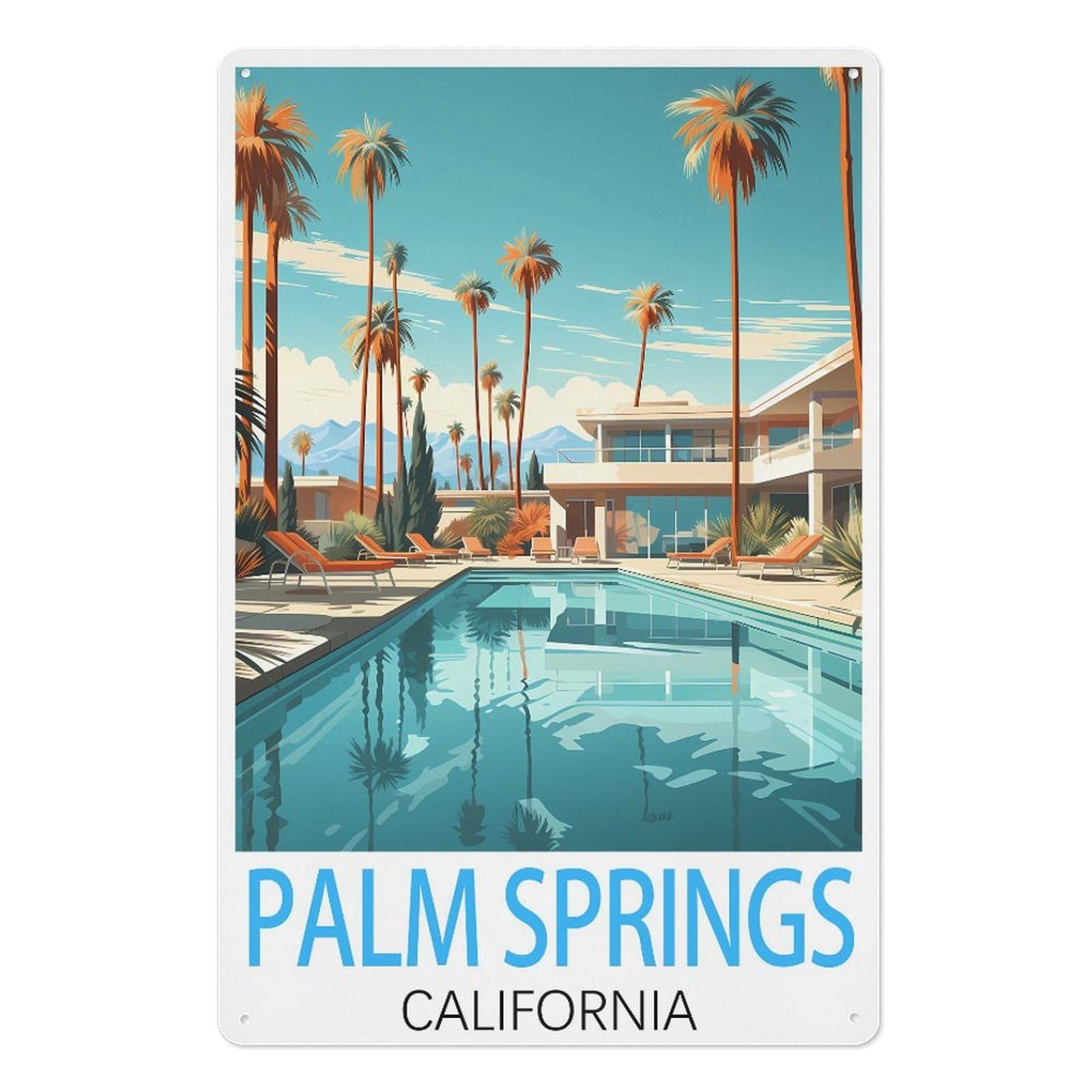 Springs California Retro Design Tin Paintings Vintage Tin Sign 08x12inch(20x30cm) Wall Art for Home Office Bedroom Living Room Cafes Wall Decor