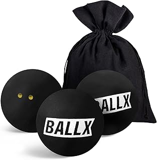 BallX XS8000 - Pelota de squash (doble punto amarillo muy lento, paquete de 3 unidades), color negro