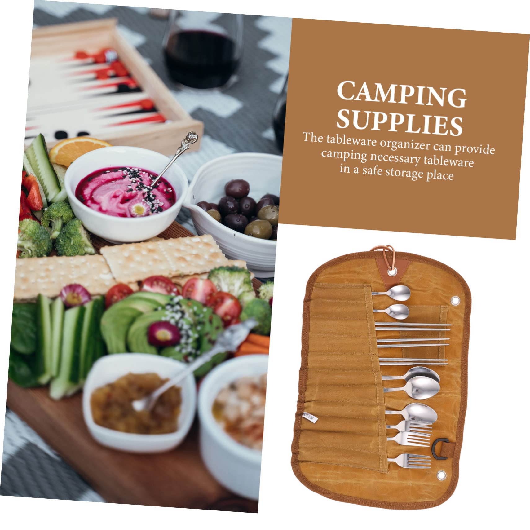 Mikikit Ensemble De Couverts De Camping Portable Pliable, Étui De Rangement Compact, Matériau Inoxydable, Kit Vaisselle Extérieur Léger, Pour Pique-niques, Randonnée Et Barbecue