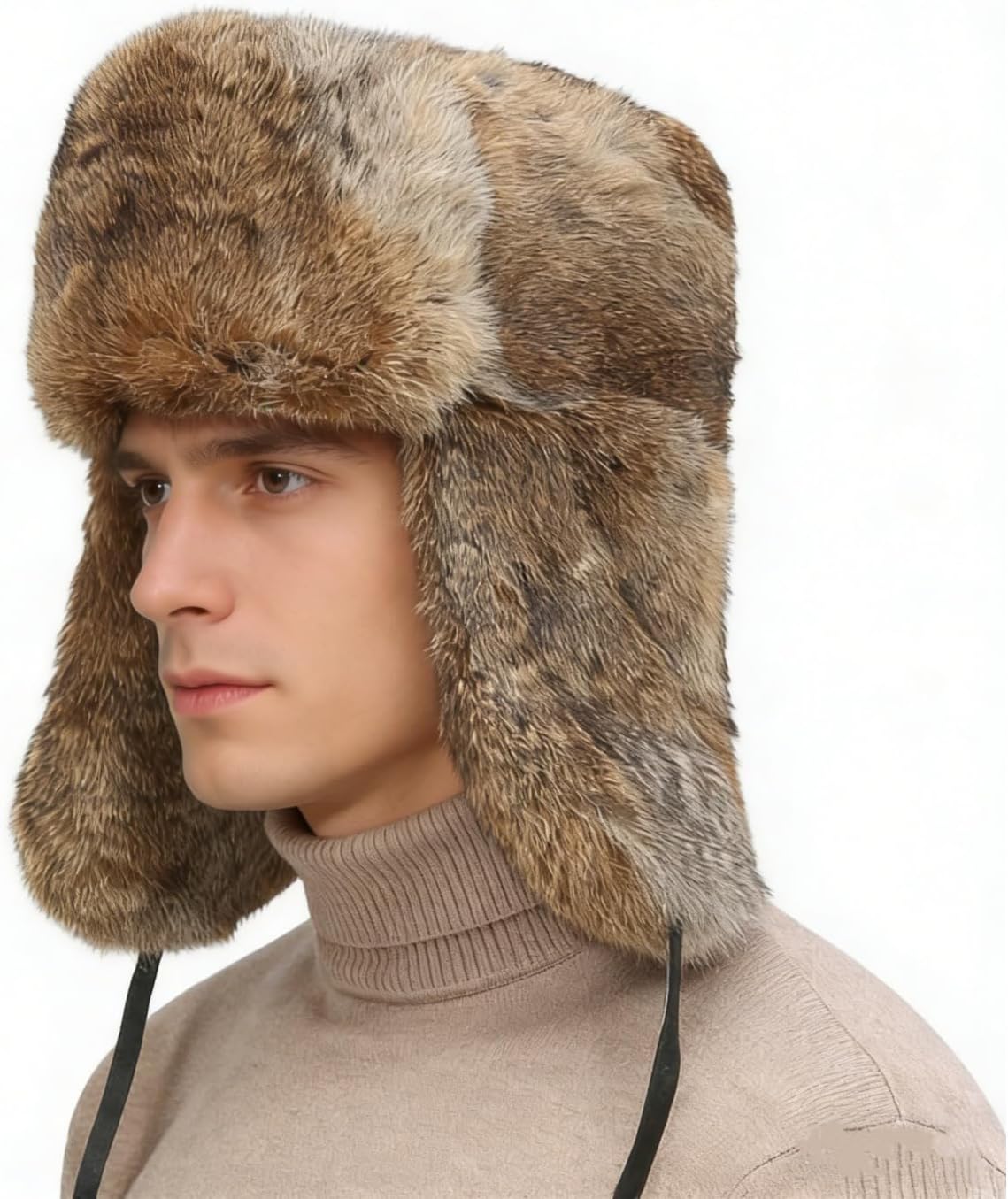 Trapper Russian Trooper Ushanka Hat Winter Windproof Warm Faux Fur Earflaps Cap Fuzzy Skiing Hunting Hat for Men Women