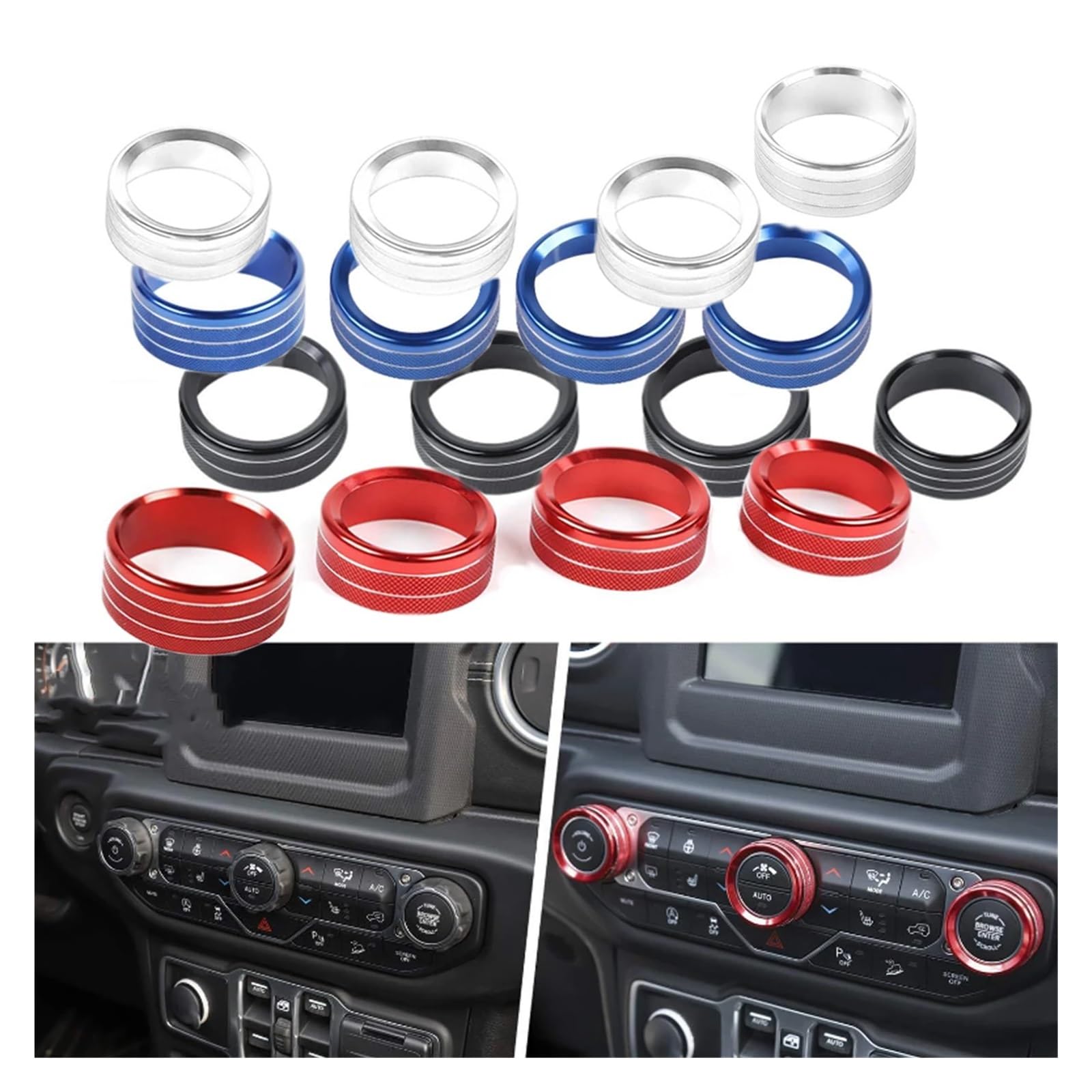Klimaanlage Scheinwerfer Schalter Knopf Fit for Jeep Wrangler JL JLU 2018-2025 Abdeckung für den Temperaturregler im Auto(Black)
