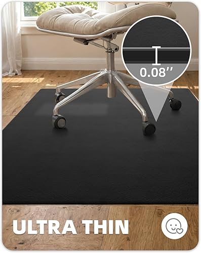 Miniatura 6 de Color&Geometry Tapete para silla ultra fino antiarañazos para protección del suelo duro, 0.079 in, 47 x 47 pulgadas, impermeable, antideslizante,
