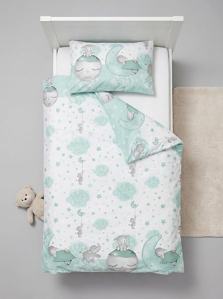 TupTam Juego de Ropa de Cama para Niños, de 2 Piezas., Luna con Elefante/Menta, 120x90 cm - 3