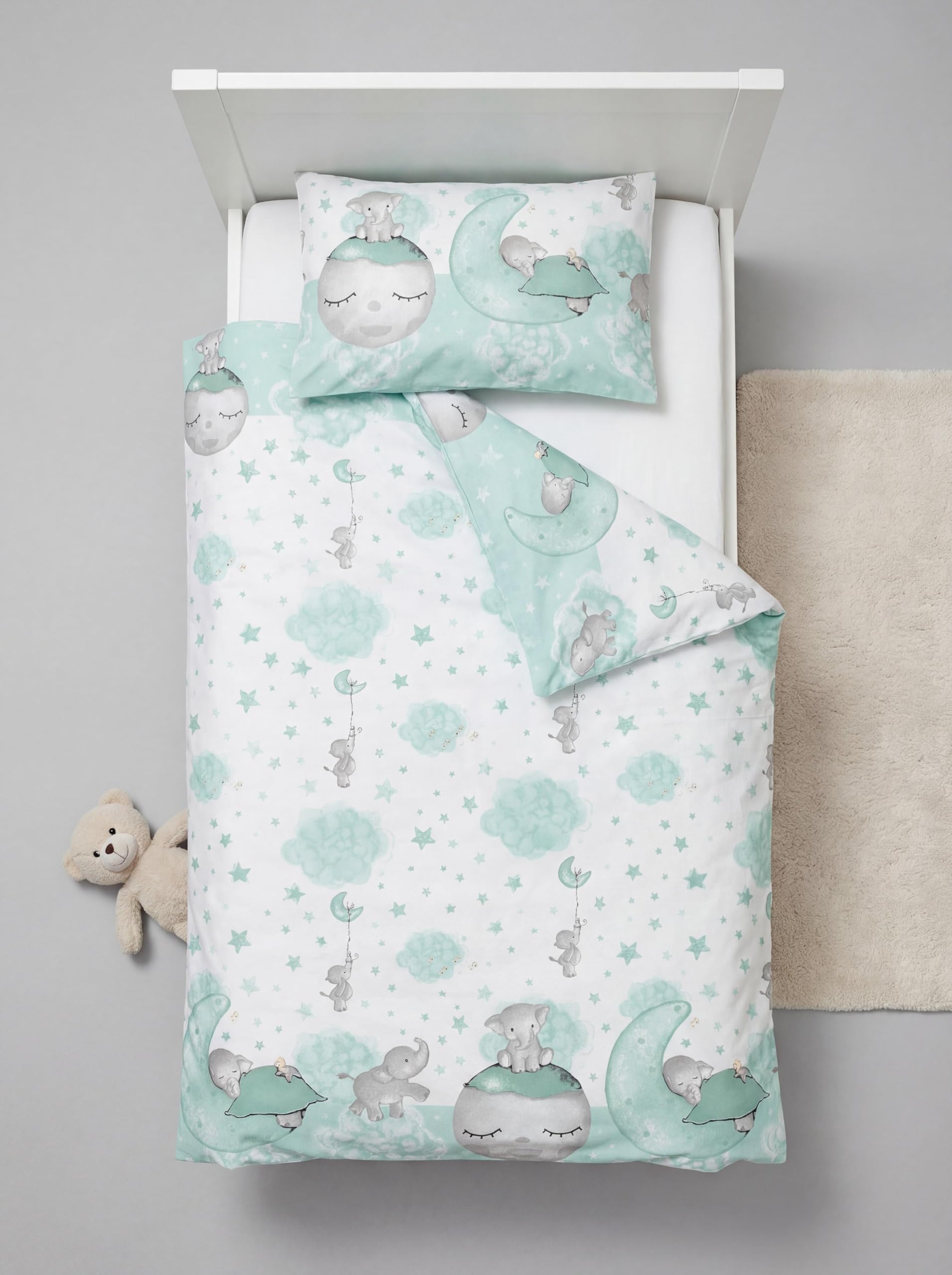 TupTam Juego de Ropa de Cama para Niños, de 2 Piezas., Luna con Elefante/Menta, 120x90 cm — view 3