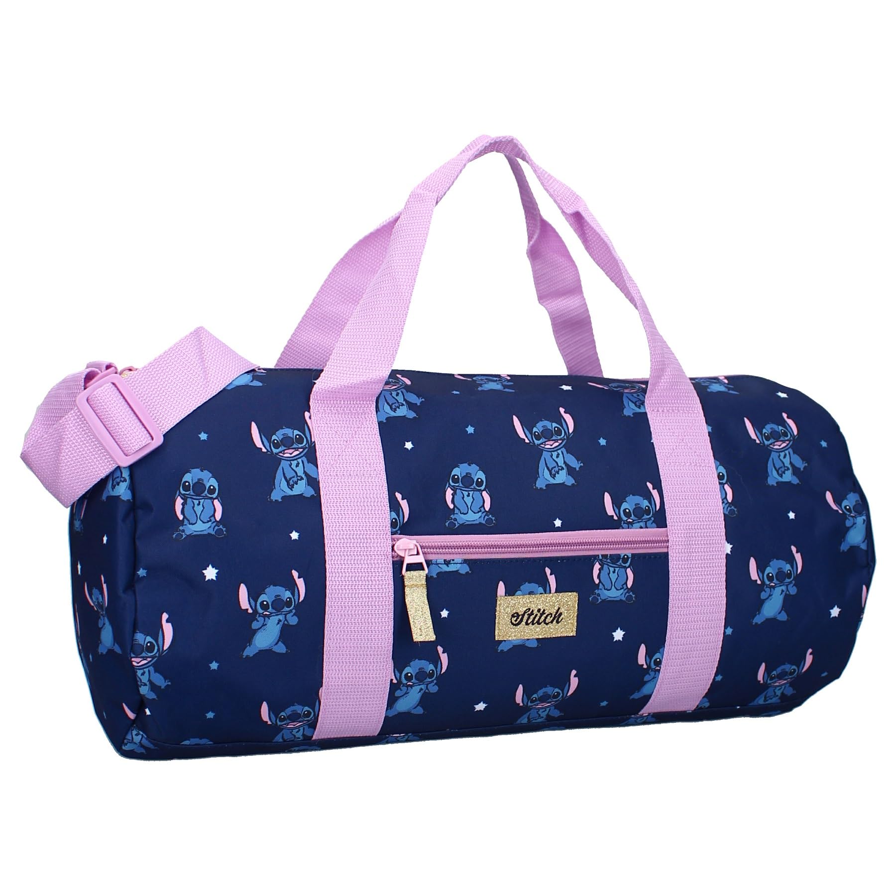 STITCH Feeling Right - Borsa da Sport Viaggio in poliestere con tracolla e manici - Travel Bag - dimensioni 45x22x22cm - Originale Disney Lilo e Stitch