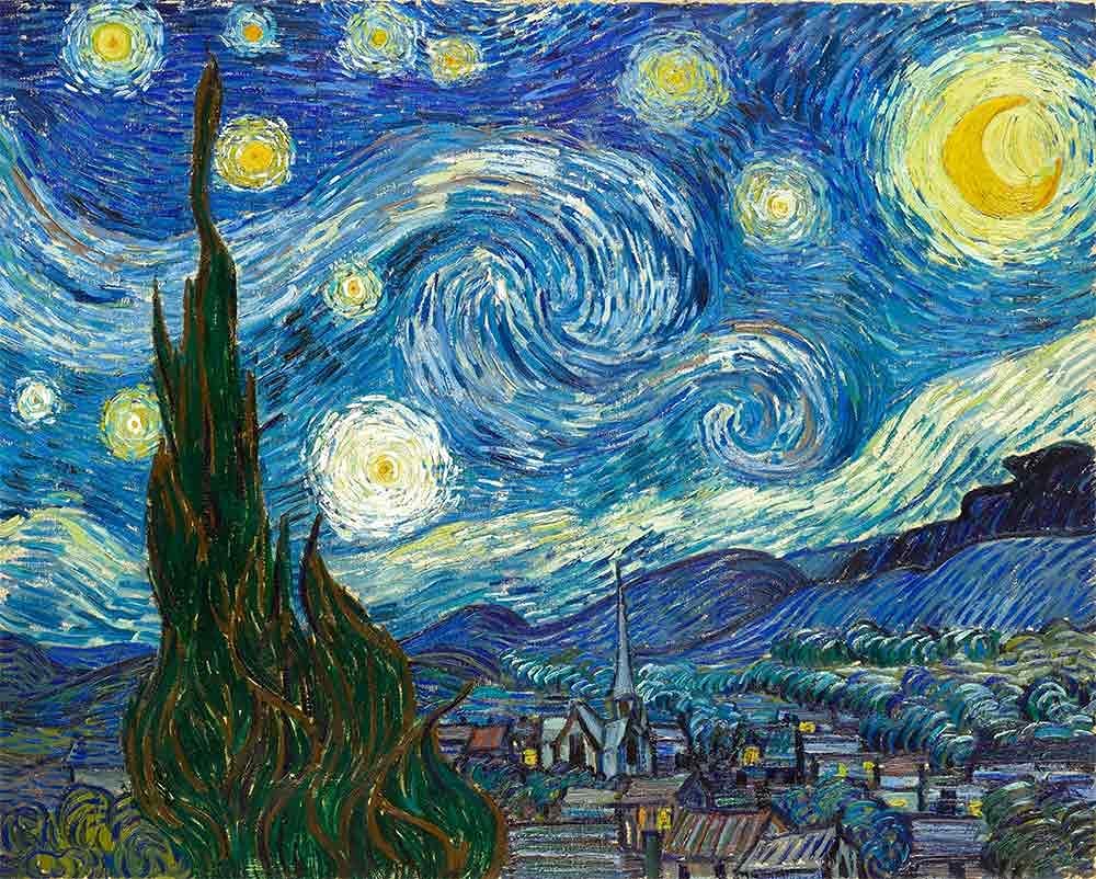 Canvastar Vincent van Gogh Yıldızlı Gece Kanvas Tablo (48 x 60 cm)