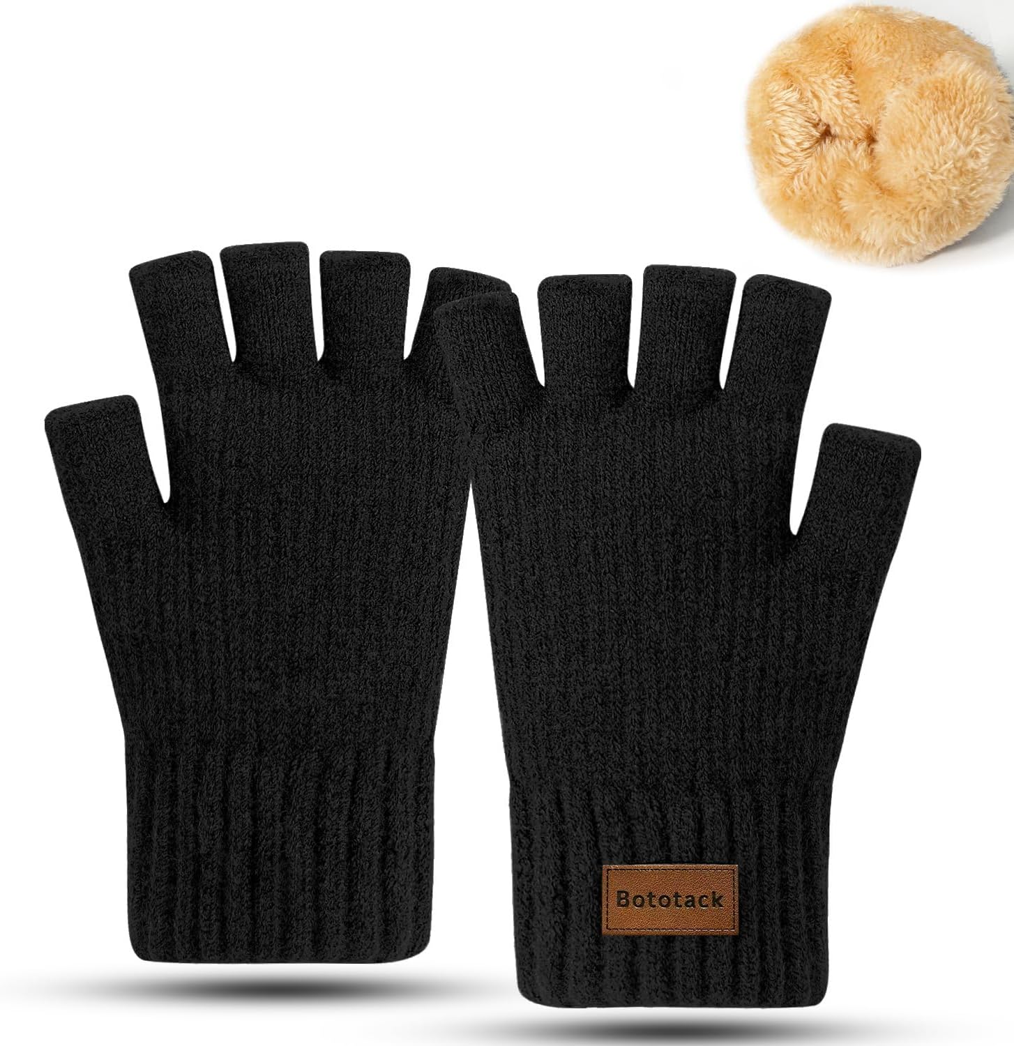 Fingerless Gloves for Women and Men - Winter Warm Knitted Half Finger Gloves for Typing Driving Working Running