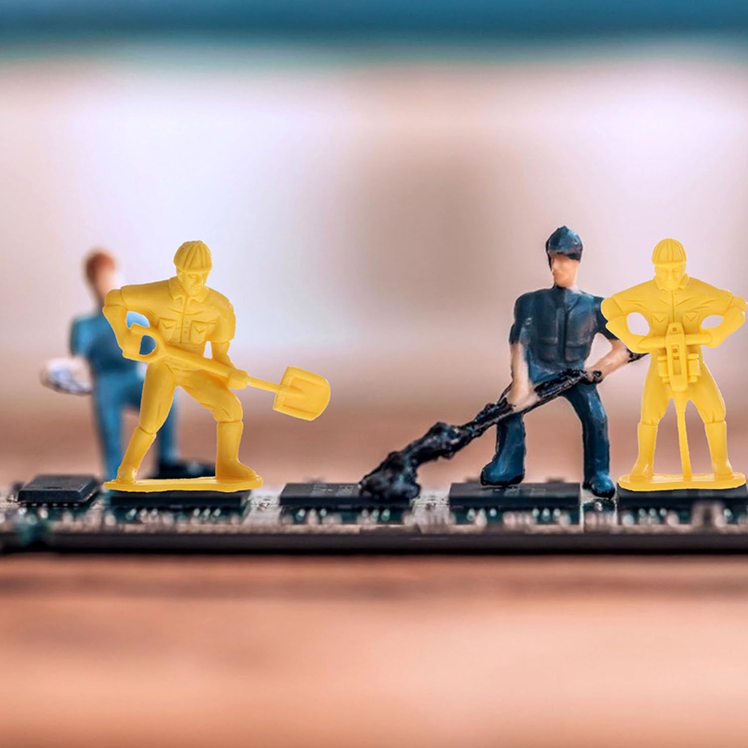 Veemoon 54pc Micro Landscape Workers Models Toy Set, Engineering Man Miniature Figures with Emergency Repair Tools for Home Display and Kids Play