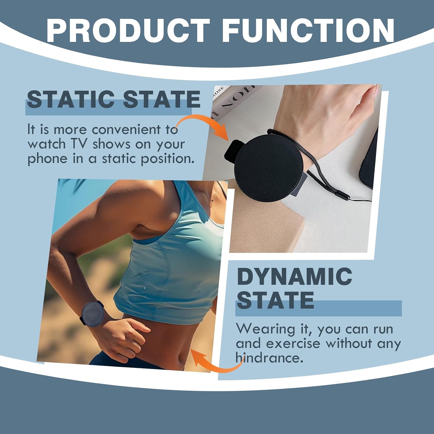 Magnetic Wristband Phone Holder for Running, Adjustable Silicone Sports Armband Cell Phone Holder, Hands-Free Phone Holder, Compatible with magsafe-Black