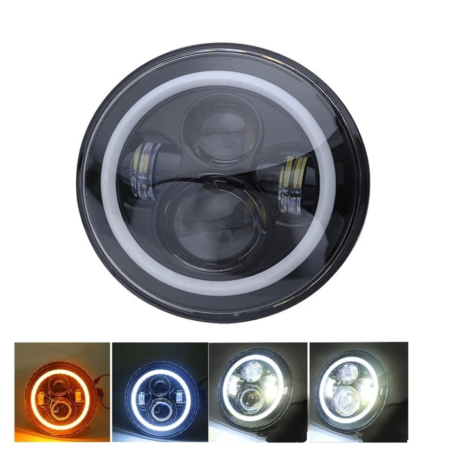 Phare 7 ''phare Led Feux Croisement Rond Phares Voitures Feux Circulation Pour Lada Pour Niva 4x4 H4 Feux phares(2pcs Black A)