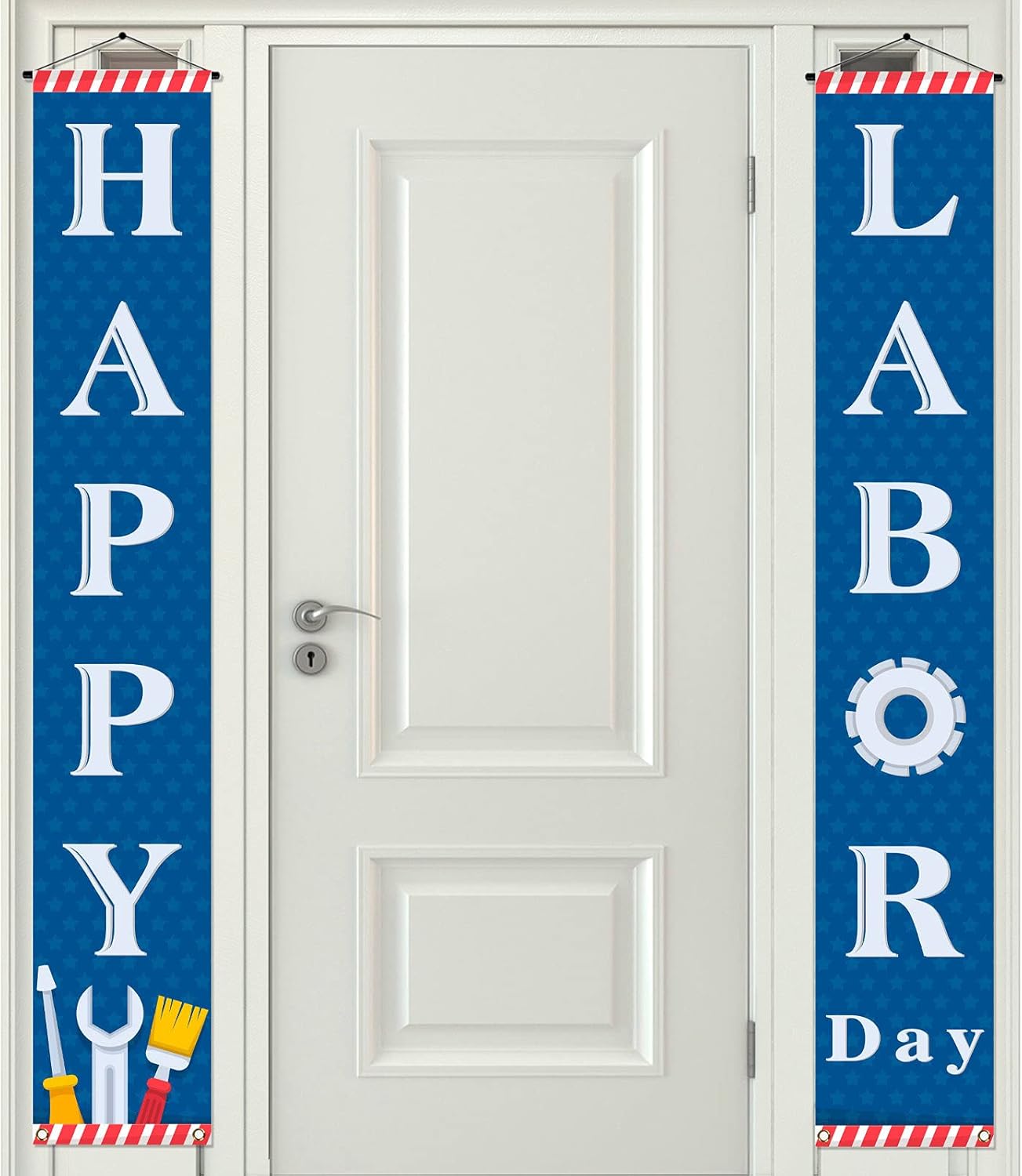 Happy Labor Day Porch Banner Stripe and Star American