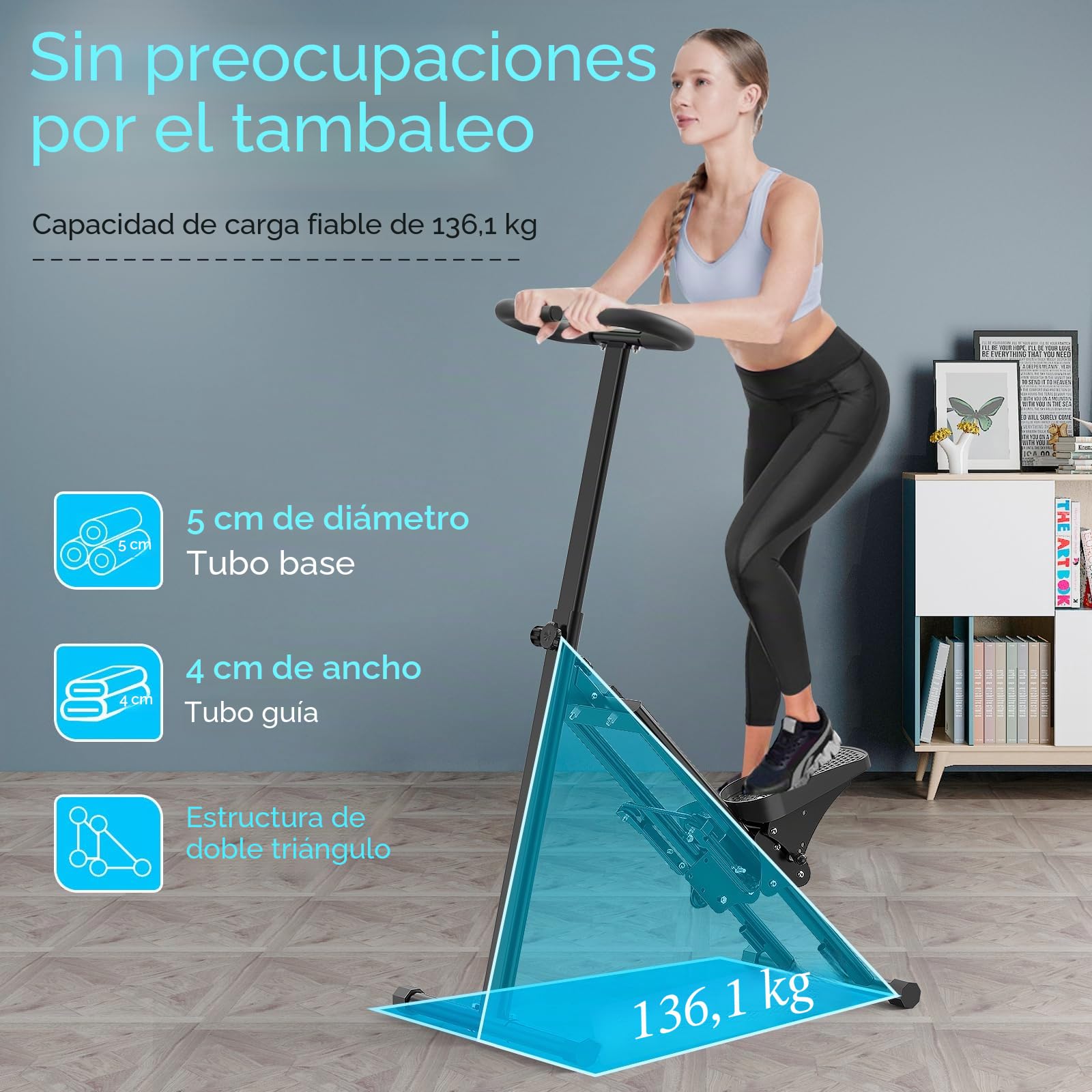 Escalador de escaleras para el hogar, plegable, pedal grande, máquina de escalada vertical para entrenamiento de cuerpo completo, paso a paso para entrenamiento en casa con capacidad de carga de 110
