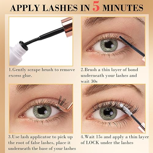 Miniatura 7 de Miuffue Kit de extensión de pestañas para bricolaje, 260 unidades, kit de pestañas individuales en racimo 0.07D, 0.354-0.630 in, kit de extensión de