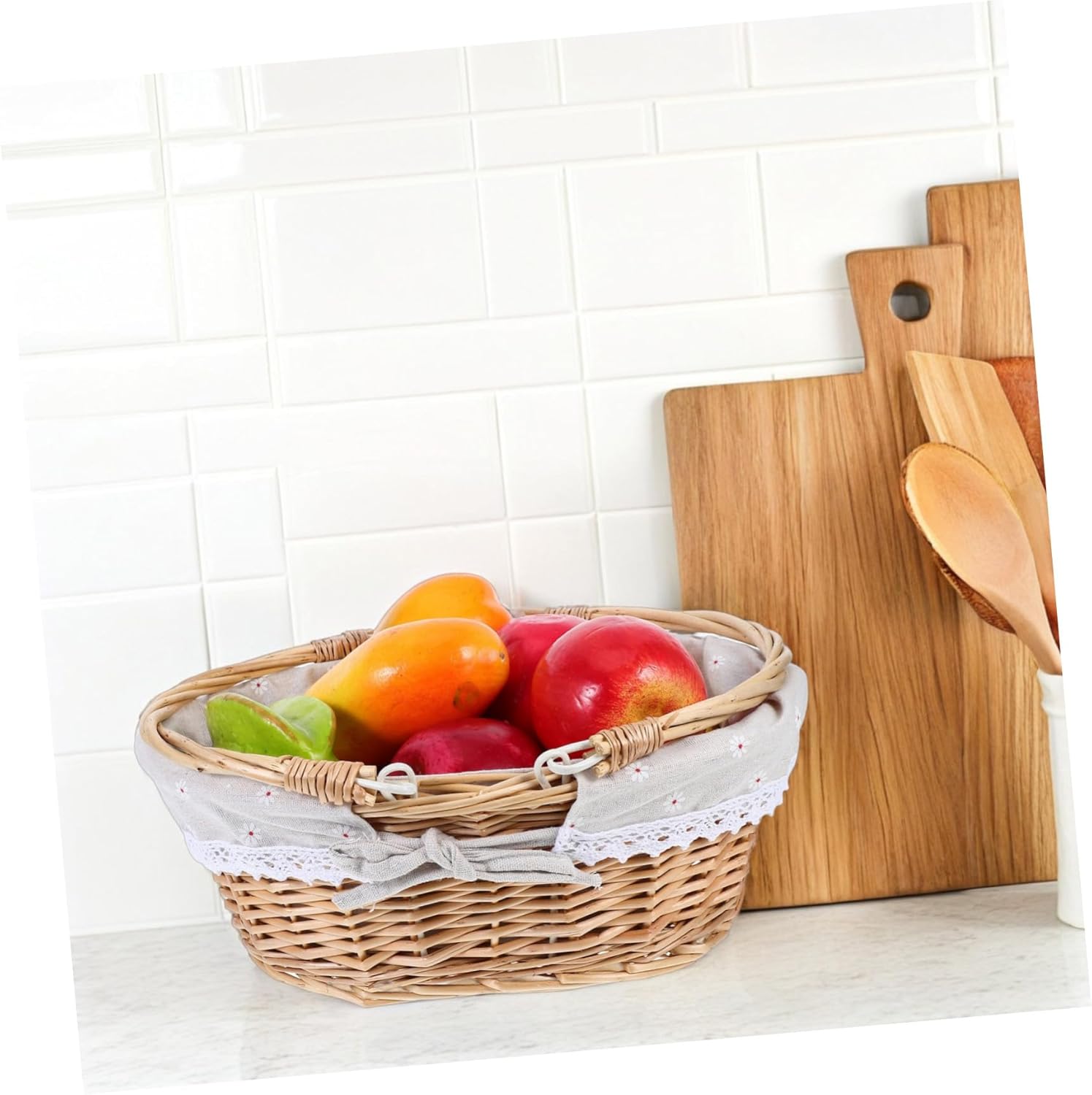 Woven Picnic Basket with Handle Willow Storage for Flowers Fruits and Candy Lightweight Portable Design for Outdoor Gatherings and Home Organization