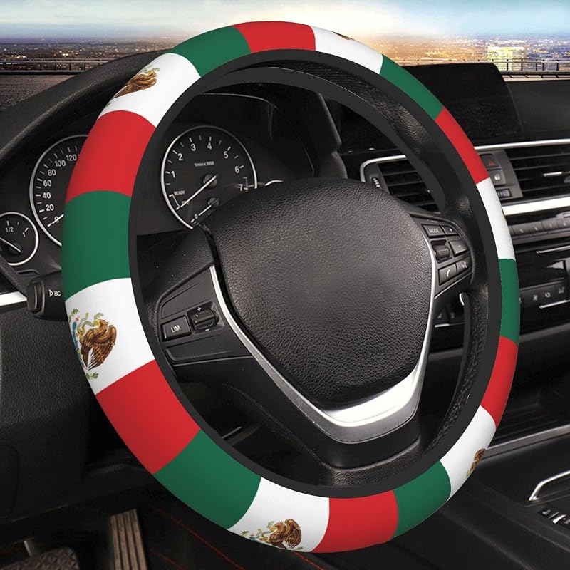 Capa para Volante com Bandeira do México em Poliéster VYHEUAI para Carros, 38,1 cm