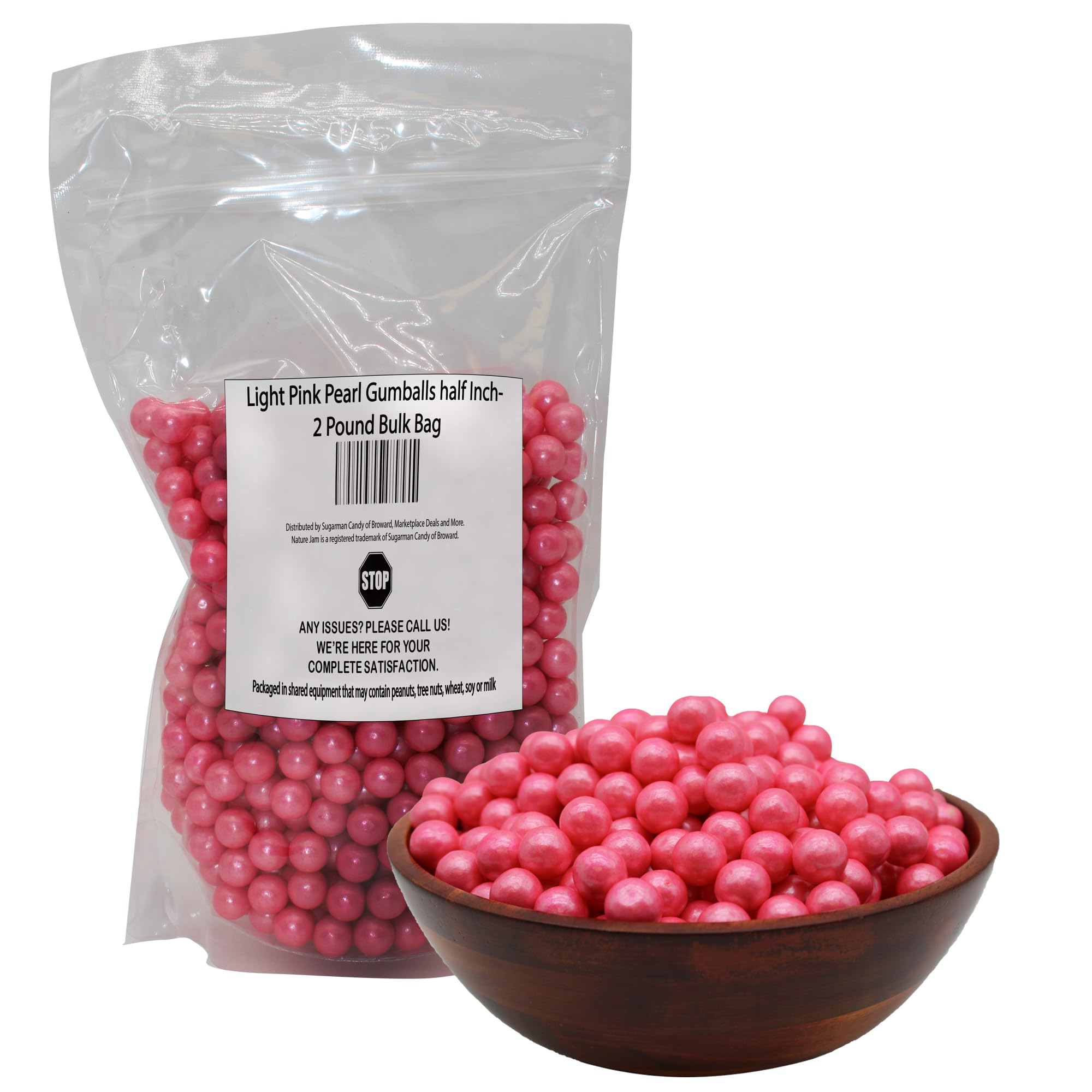 Light Pink Pearl Gumballs half Inch-2 Pound Bulk Bag For Baby Showers And Gender Reveal Parties
