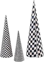 Vista 1 de MACKENZIE-CHILDS Árbol de Navidad de mesa, árbol decorativo para decoración navideña, juego de 3, Courtly Cone