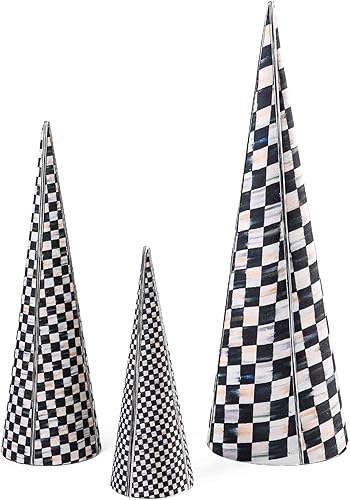 MACKENZIE-CHILDS Tartastic Cono de Navidad de mesa, decoración de Navidad de mesa, juego de 3