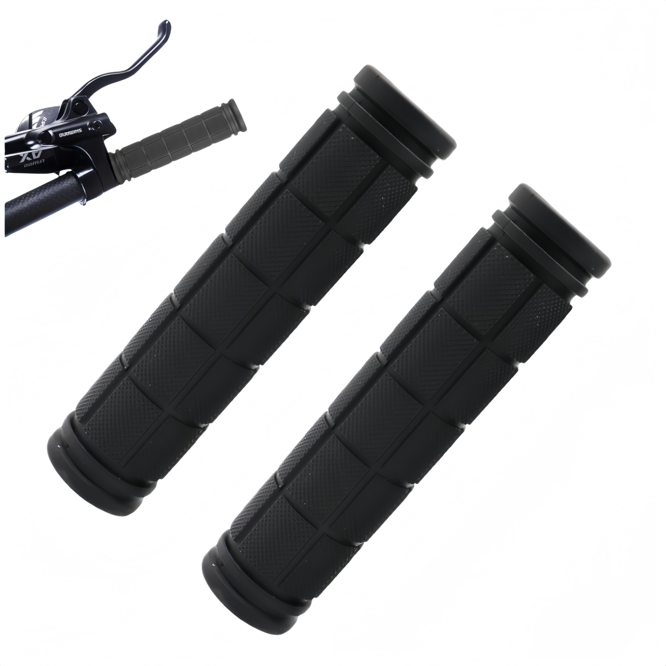 1 Pair Handlebar Grips, Bike Handlebar Grips, Ergonomic Soft Rubber Non-Slip Bicycle Grips for Mountain Bike, Scooter (22mm Black)