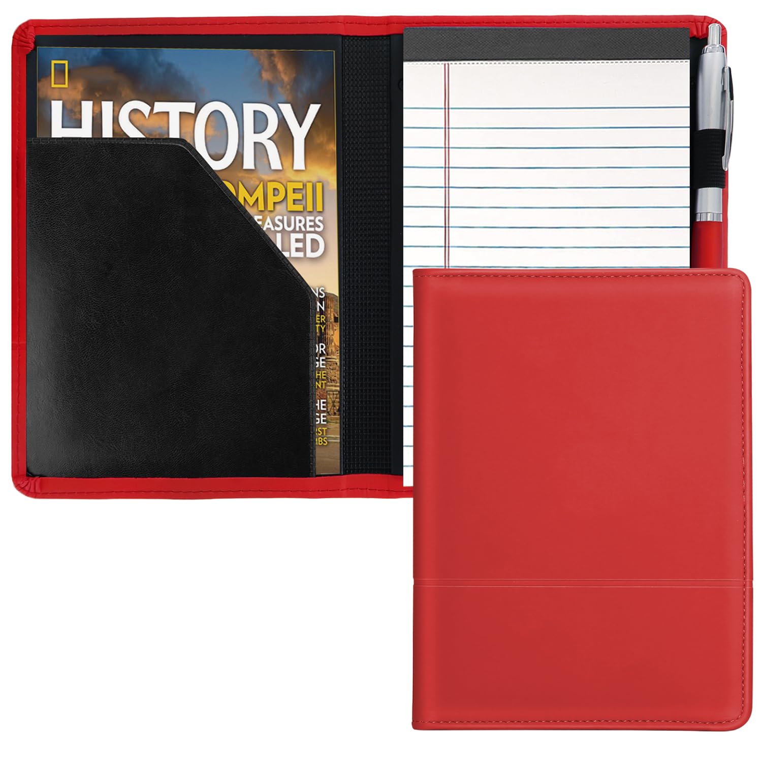 Padfolio/teczka do segregatora, 15 x 20 cm, organizer na dokumenty A5, dla mężczyzn i kobiet, czerwony