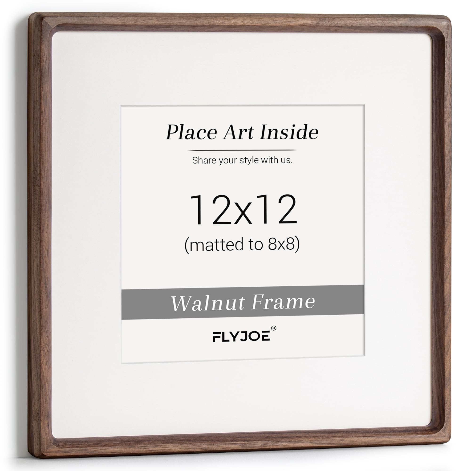 Solid Wood Picture Frame, Tempered Glass, Walnut, 12x12 (30x30cm), 1pcs — image 1