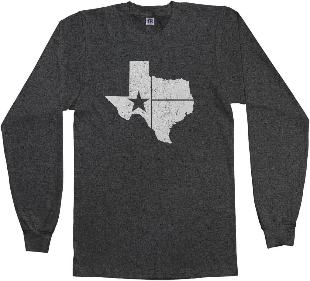 Threadrock Men's Distressed White Texas State Flag Long Sleeve T-Shirt