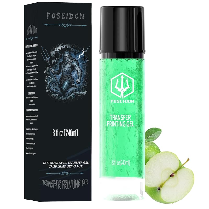 Gel para transferência de stencil de tatuagem POSEIDON, maçã-verde, 240 mL