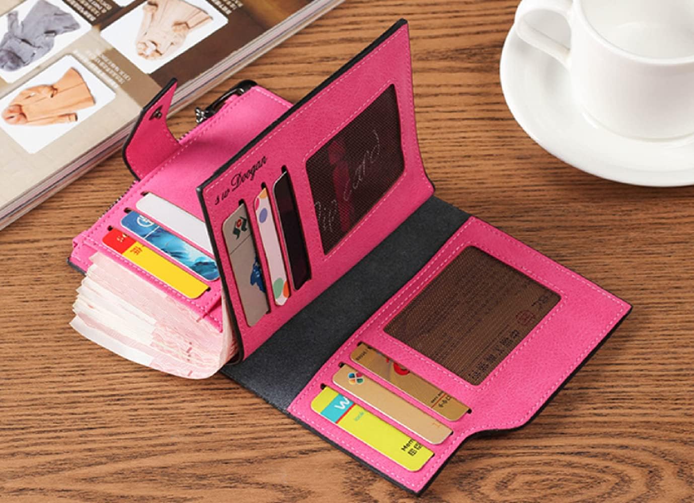 Custom Women Photo Leather Wallets Small RFID Blocking Bifold Zipper Pocket Card Holder Engraved Names Message Wallets for Women