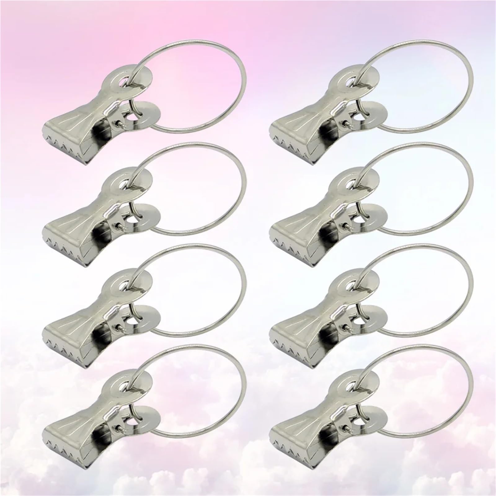 Vorhangringe, Vorhangringe mit Clips, 200 Stück, Edelstahl, robustes Gardinenzubehör for römische Stangen, silberfarben