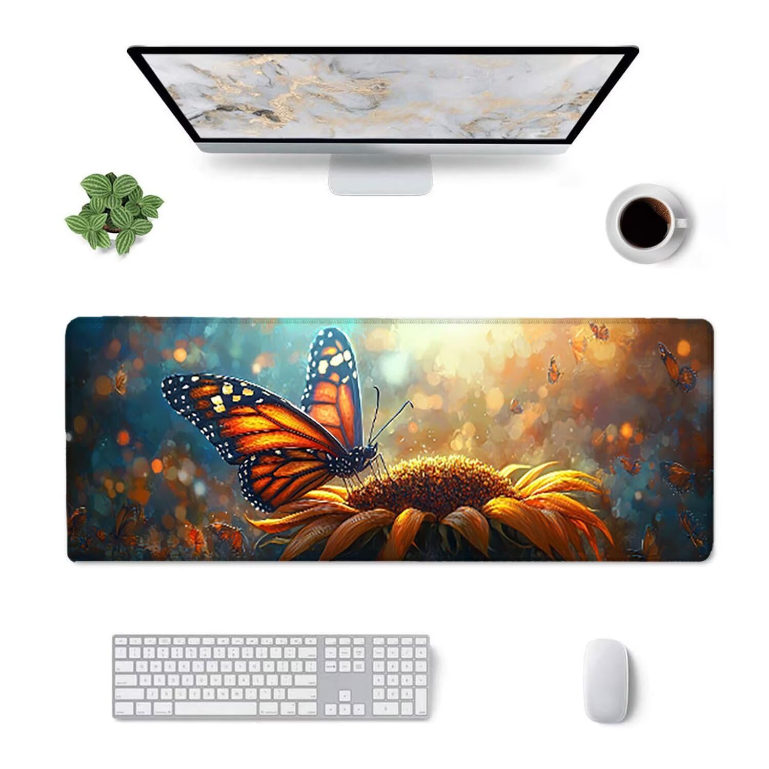 Podkładka pod mysz do gier, 1600 x 800 mm XXL Podkładka pod mysz do gier, duża, antypoślizgowa, wodoodporna, rozszerzona długa klawiatura, akcesoria biurowe, do gier, komputera, komputera (słonecznik