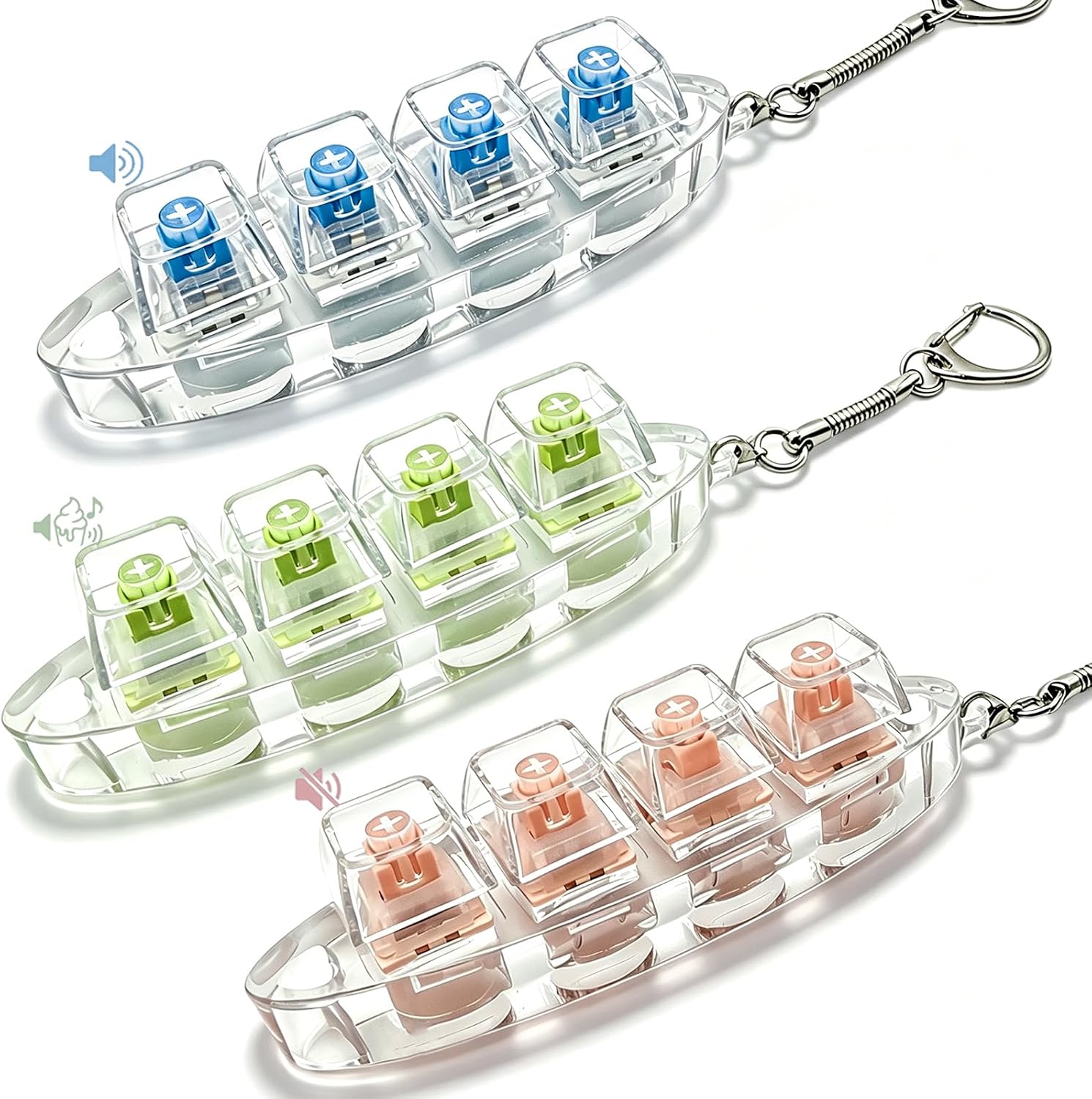 Keyboard Fidget Toy 3 Pack, Clicky/Creamy/Silent Sounds, Boat Shape