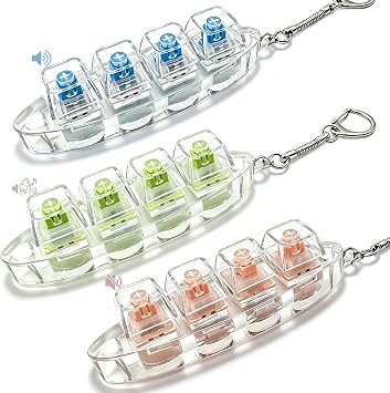 Keyboard Fidget Toy 3 Pack, Clicky/Creamy/Silent Sounds, Boat Shape