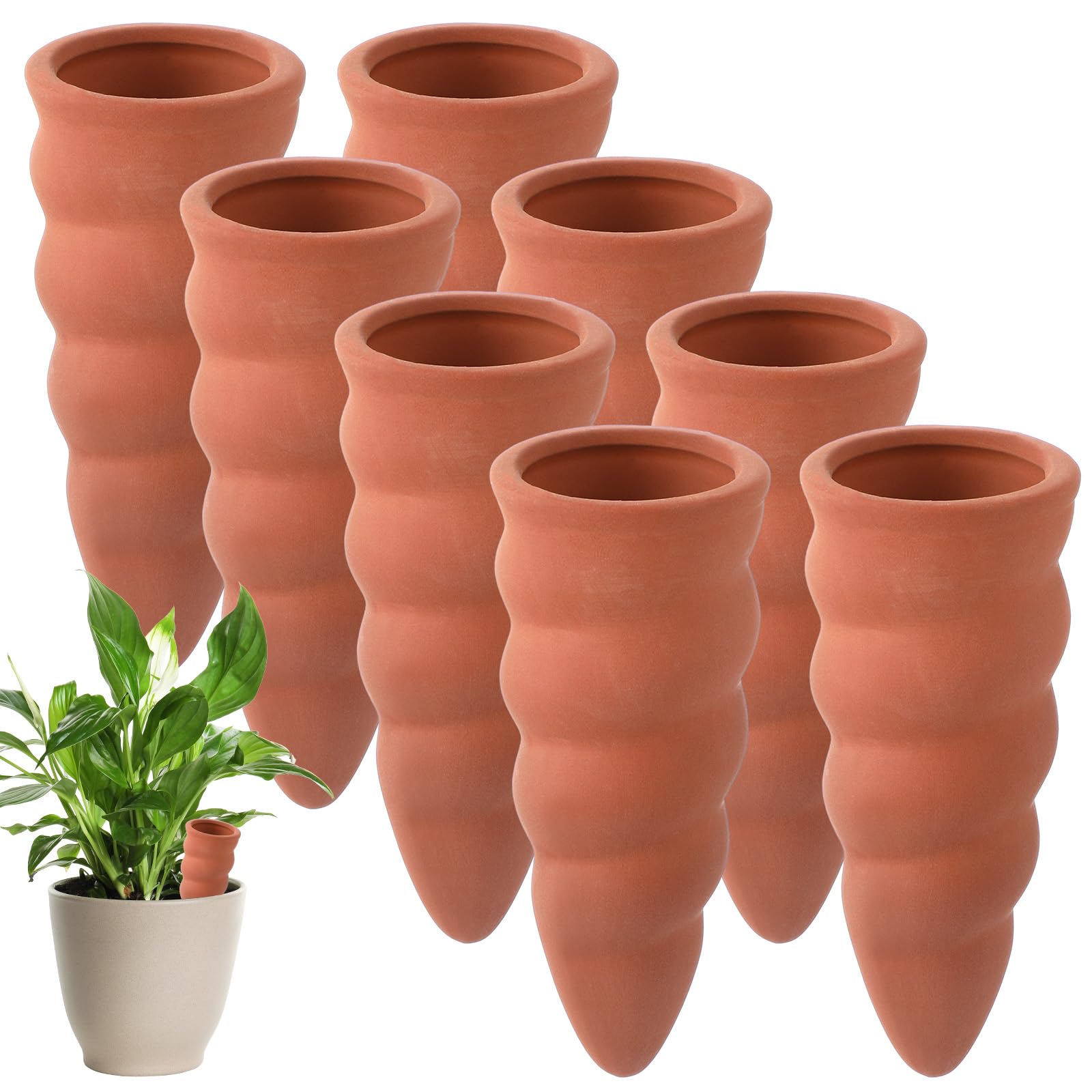 Geiserailie 8 Piezas Cono de Riego de Arcilla Globos de Riego de Terracota Ayuda para Regar Las Plantas Bolas de Riego de Arcilla Dispensador de Agua de Cerámica para Plantas