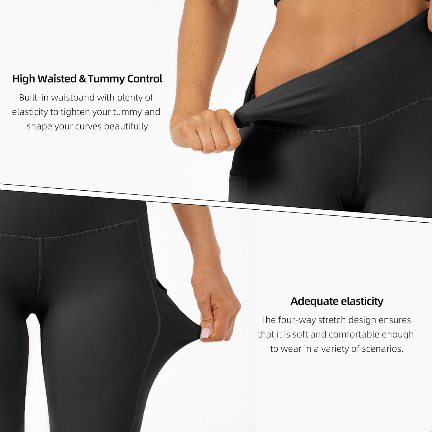 Leggings with Pockets for Women High Waisted Tummy Control Athletic Yoga Pants with Inner Pockers for Workout Running - Image 5